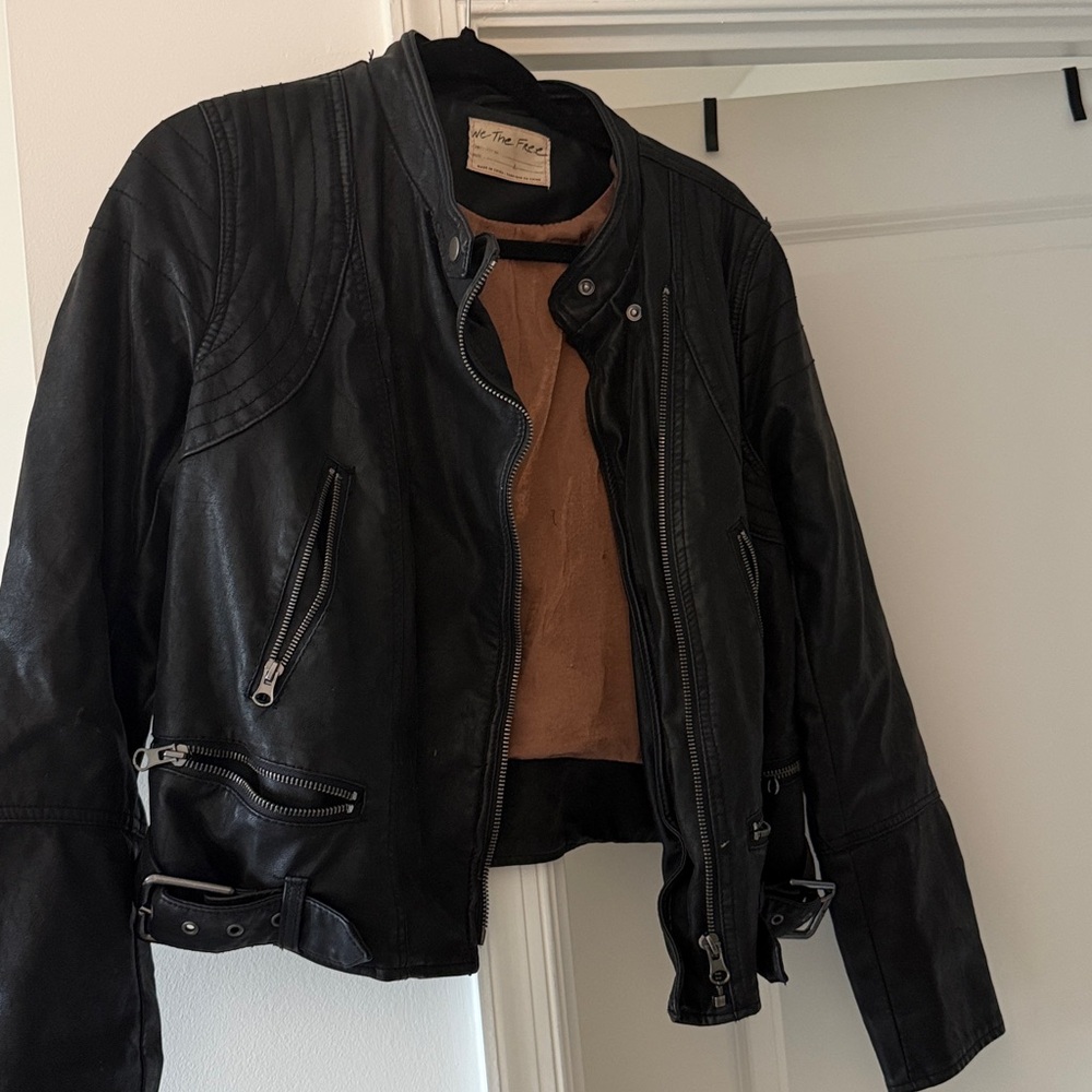 We The Free Black Leather Moto Jacket - Picture 8 of 8